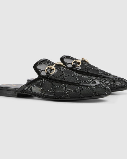 GUCCI WOMEN'S GG CRYSTAL PRINCETOWN SLIPPER
