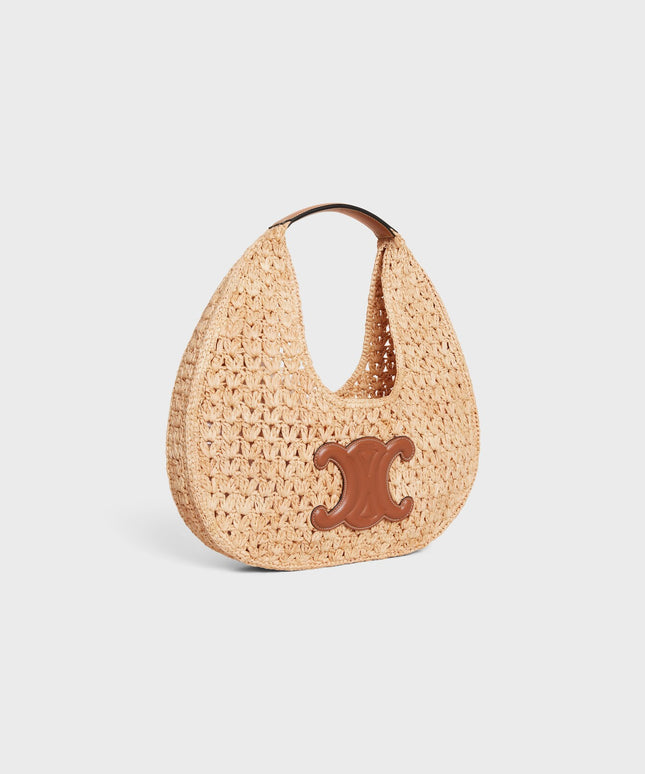celine classic panier HOBO BAG IN Raffia and Calfskin