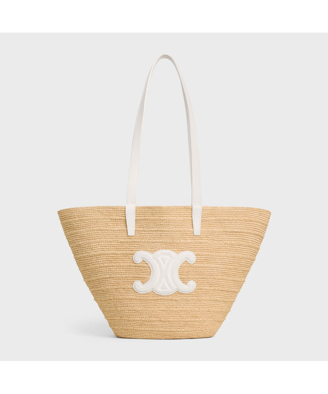MEDIUM SUPPLE CELINE CLASSIC PANIER IN Raffia and calfskin