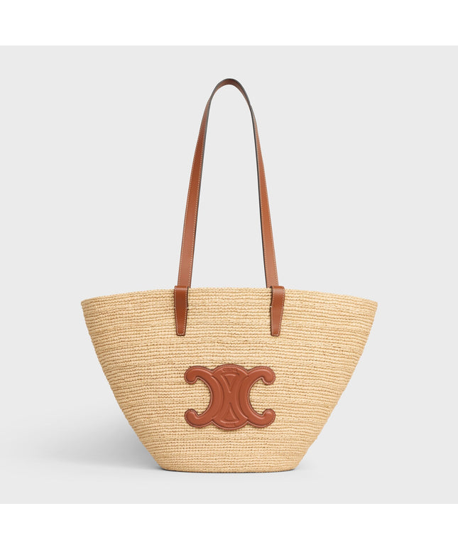 MEDIUM SUPPLE CELINE CLASSIC PANIER IN Raffia and calfskin