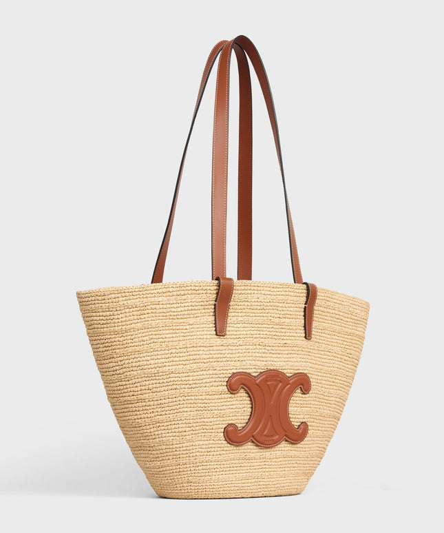 MEDIUM SUPPLE CELINE CLASSIC PANIER IN Raffia and calfskin