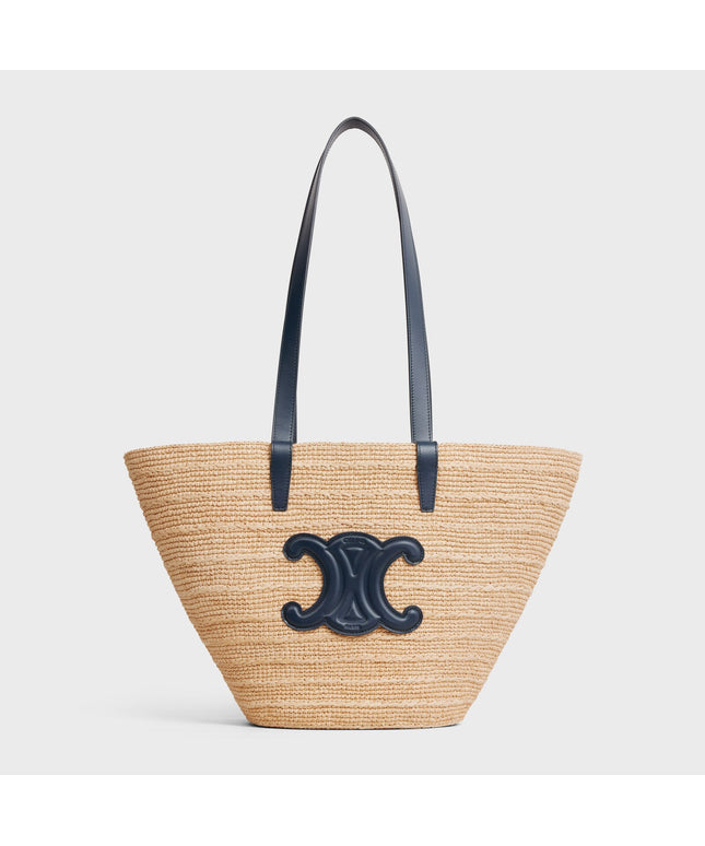 MEDIUM SUPPLE CELINE CLASSIC PANIER IN Raffia and calfskin