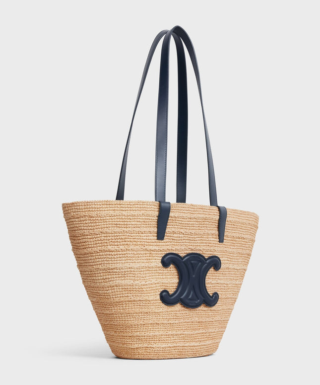 MEDIUM SUPPLE CELINE CLASSIC PANIER IN Raffia and calfskin