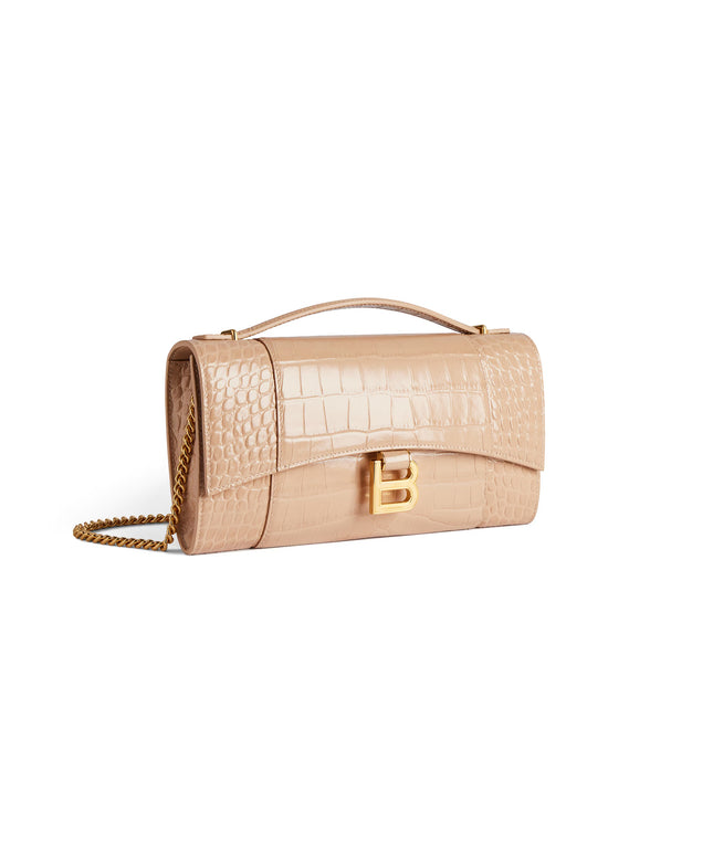 WOMEN'S HOURGLASS POCHETTE WITH CHAIN IN NUDE