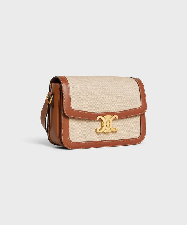 CLASSIQUE TRIOMPHE BAG IN TEXTILE AND CALFSKIN