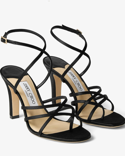 Satin Strappy Heeled Sandals