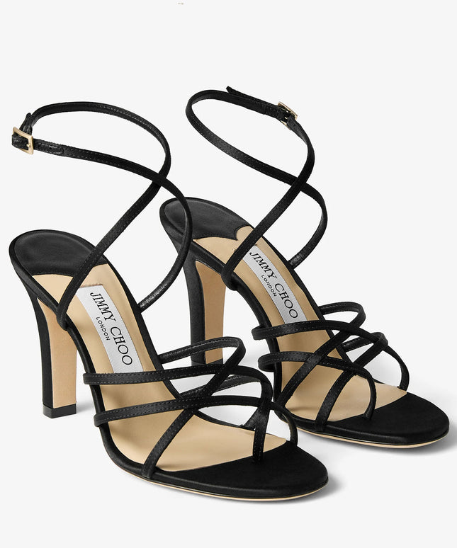 Satin Strappy Heeled Sandals