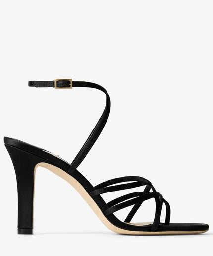 Satin Strappy Heeled Sandals