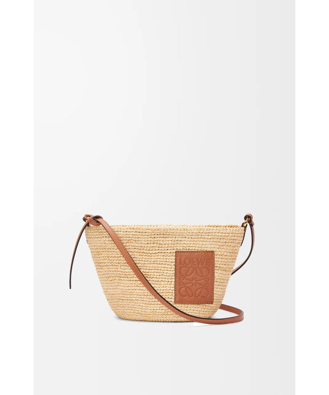 LOEWE Slit pochette bag in raffia and calfskin