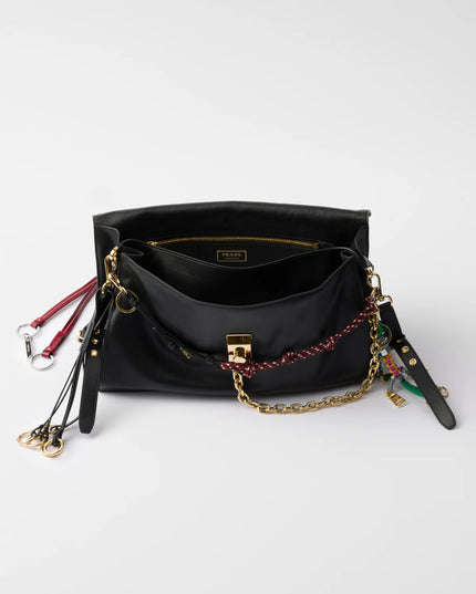 Prada Soft Sound large leather shoulder bag with charms
