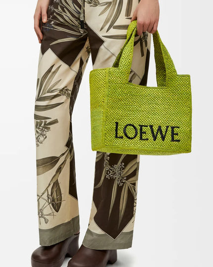 LOEWE Font tote in raffia Medium