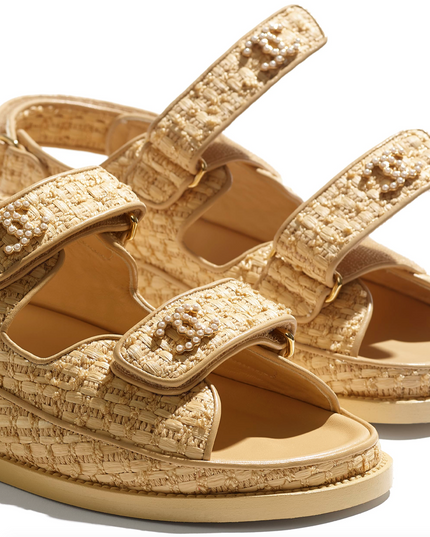 Chanel 21C Beige Raffia Pearl