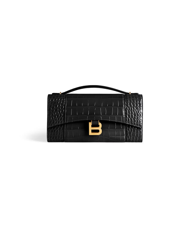 WOMEN'S HOURGLASS POCHETTE WITH CHAIN IN BLACK