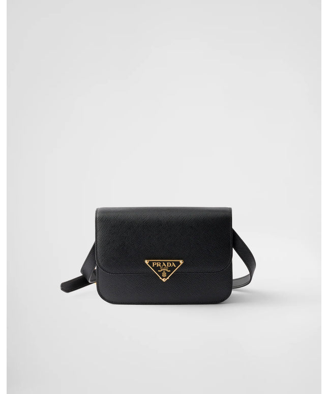 Saffiano leather flap shoulder bag