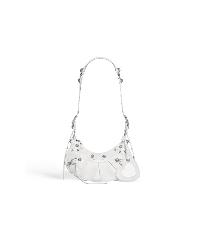 WOMEN'S LE CAGOLE SHOULDER BAG XS WITH RHINESTONES IN WHITE