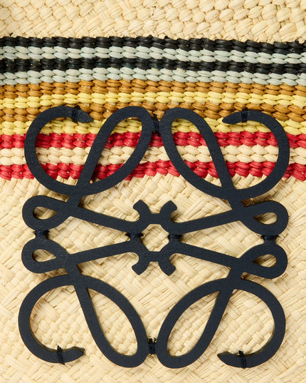 LOEWE Small Anagram basket in iraca palm and calfskin