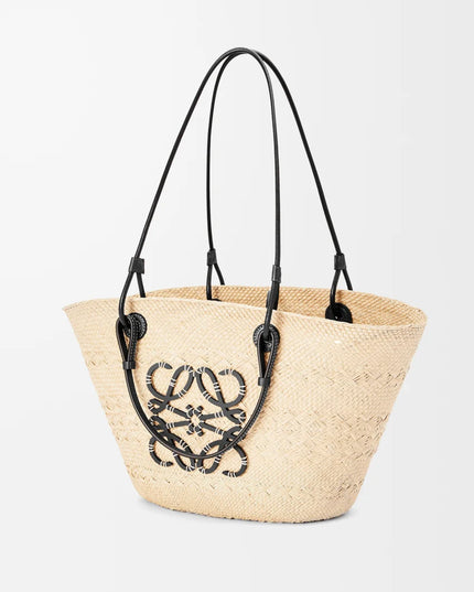 LOEWE Medium Anagram Basket bag in iraca palm and calfskin