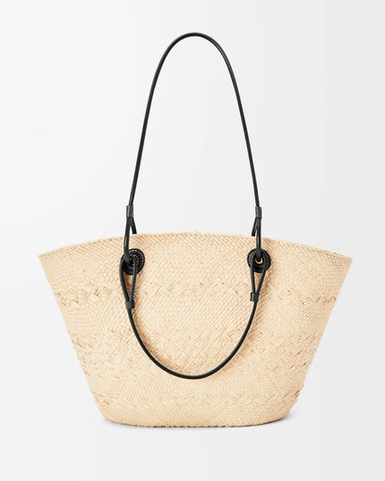 LOEWE Medium Anagram Basket bag in iraca palm and calfskin