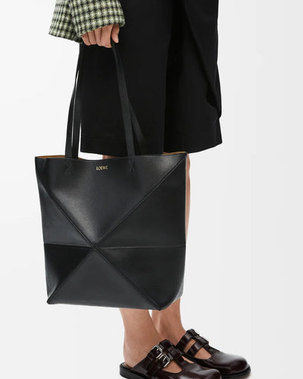 LOEWE Medium Puzzle Fold tote in shiny calfskin