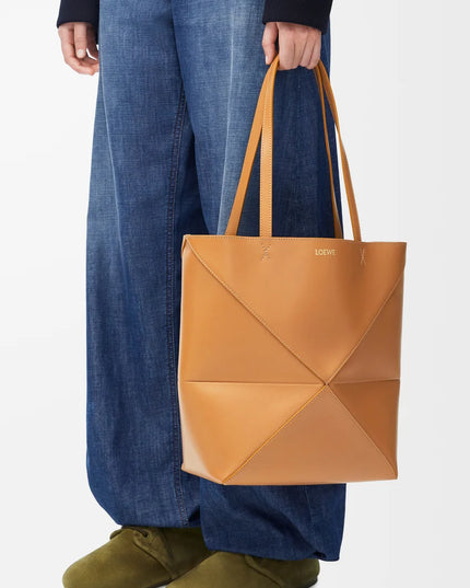 LOEWE Medium Puzzle Fold tote in shiny calfskin