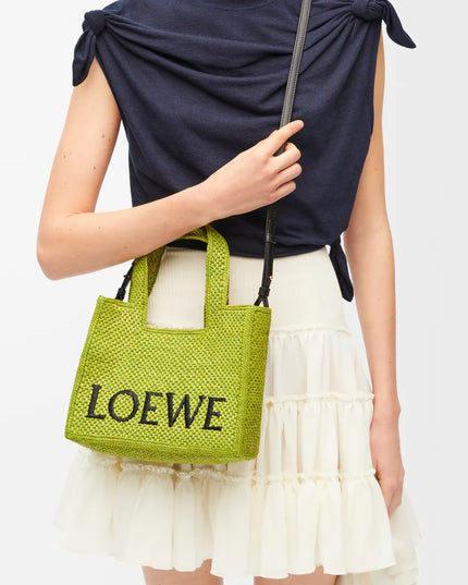 LOEWE Small LOEWE Font tote in raffia