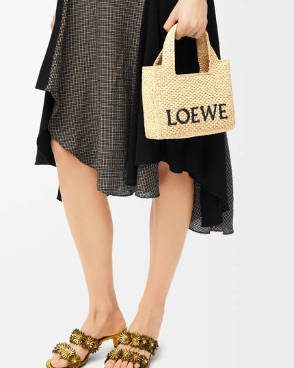 LOEWE Mini LOEWE Font tote in raffia
