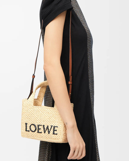 LOEWE Mini LOEWE Font tote in raffia