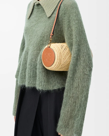 LOEWE Bracelet Pouch in raffia and calfskin