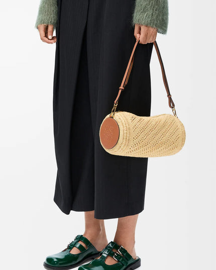 LOEWE Bracelet Pouch in raffia and calfskin