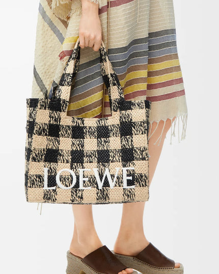 LOEWE Large LOEWE Font tote in raffia
