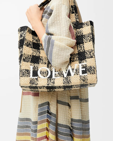 LOEWE Large LOEWE Font tote in raffia