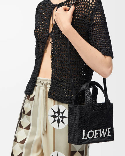 LOEWE Mini LOEWE Font tote in raffia