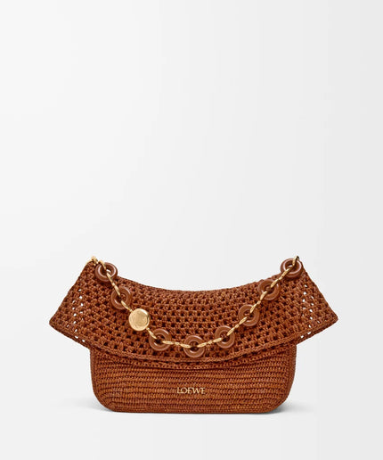 LOEWE Medium Ola bag in raffia and calfskin