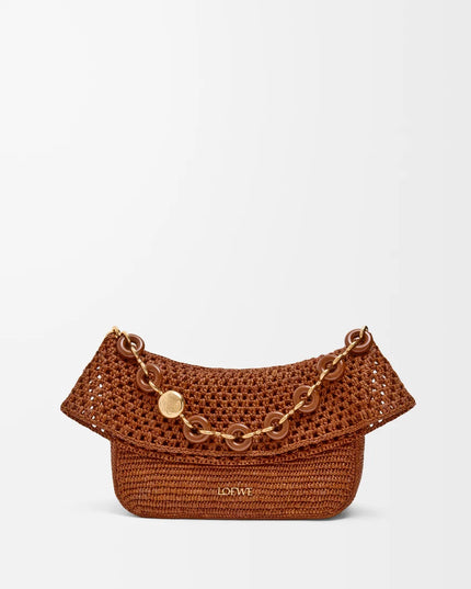 LOEWE Medium Ola bag in raffia and calfskin