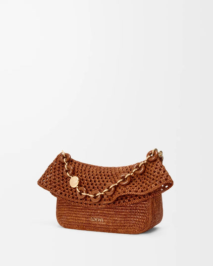 LOEWE Medium Ola bag in raffia and calfskin
