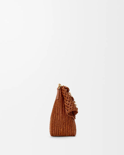 LOEWE Medium Ola bag in raffia and calfskin