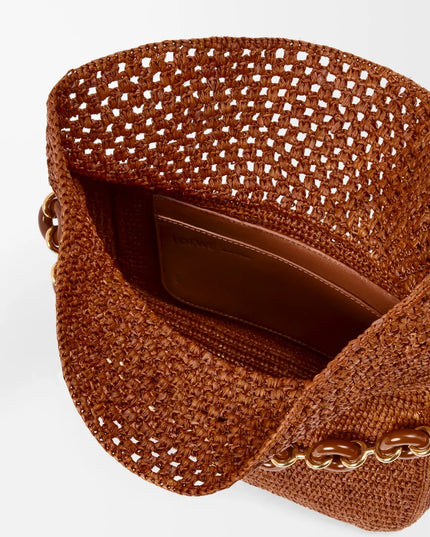 LOEWE Medium Ola bag in raffia and calfskin