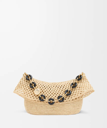 LOEWE Medium Ola bag in raffia and calfskin