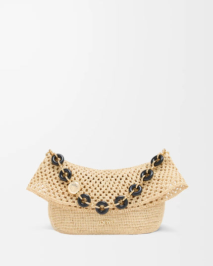 LOEWE Medium Ola bag in raffia and calfskin