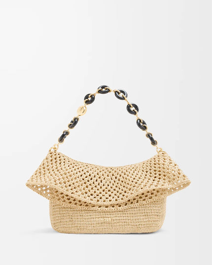 LOEWE Medium Ola bag in raffia and calfskin