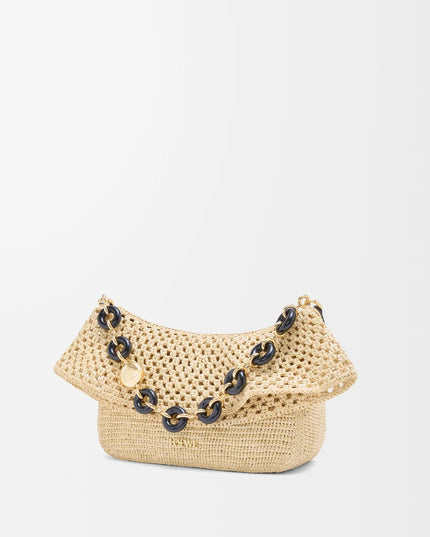 LOEWE Medium Ola bag in raffia and calfskin