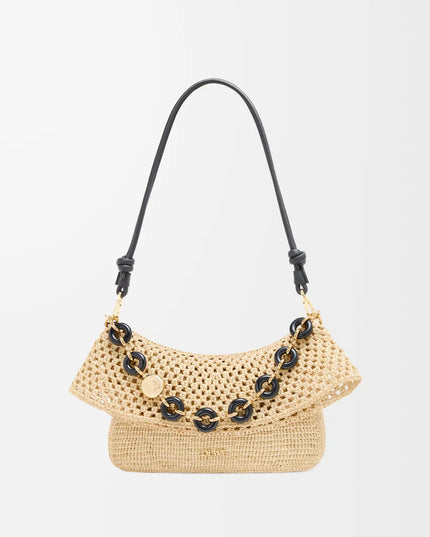 LOEWE Medium Ola bag in raffia and calfskin