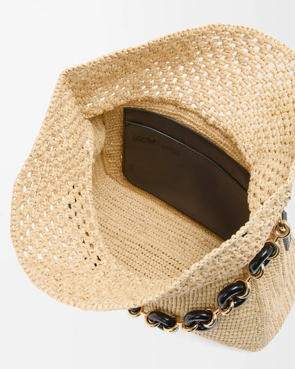 LOEWE Medium Ola bag in raffia and calfskin