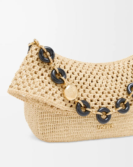 LOEWE Medium Ola bag in raffia and calfskin