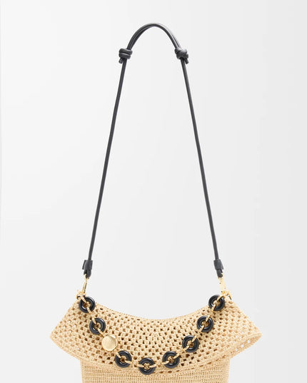 LOEWE Medium Ola bag in raffia and calfskin