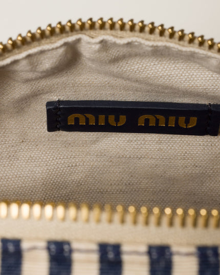Jacquard fabric pouch with logo