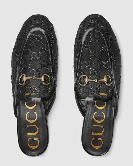 GUCCI WOMEN'S GG CRYSTAL PRINCETOWN SLIPPER