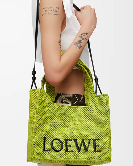LOEWE Font tote in raffia Medium