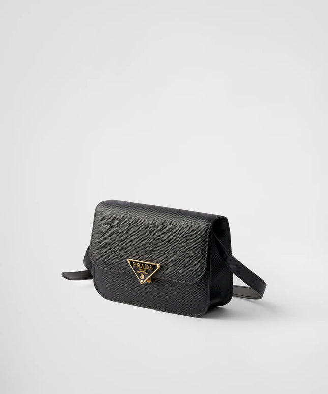 Saffiano leather flap shoulder bag