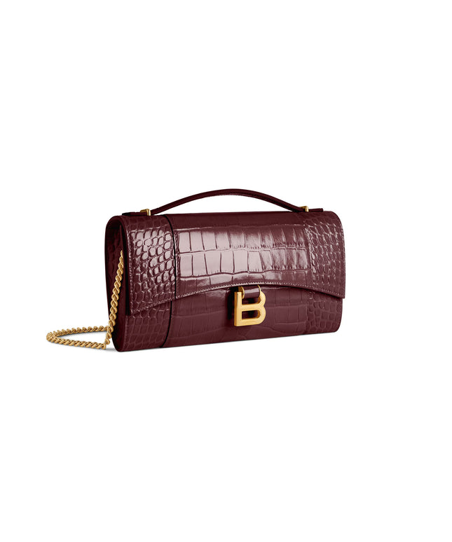 WOMEN'S HOURGLASS POCHETTE WITH CHAIN IN DARK BURGUNDY